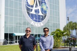 Dave (left) and Marc travelled to the Cape Canaveral Space Force Station in Florida, USA, to watch the launch. Credit: artqi.io